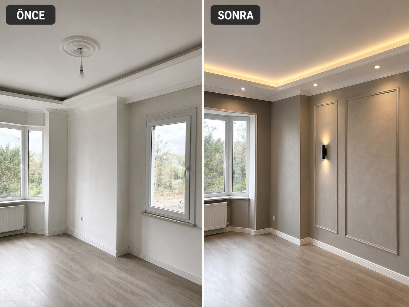 Zeytinköy iç cephe boya öncesi ve sonrası